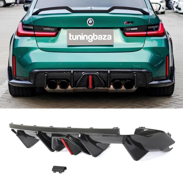 Karbonowy Dyfuzor Tylny z LED Track Series do BMW G80 G81 M3 / G82 G83 M4