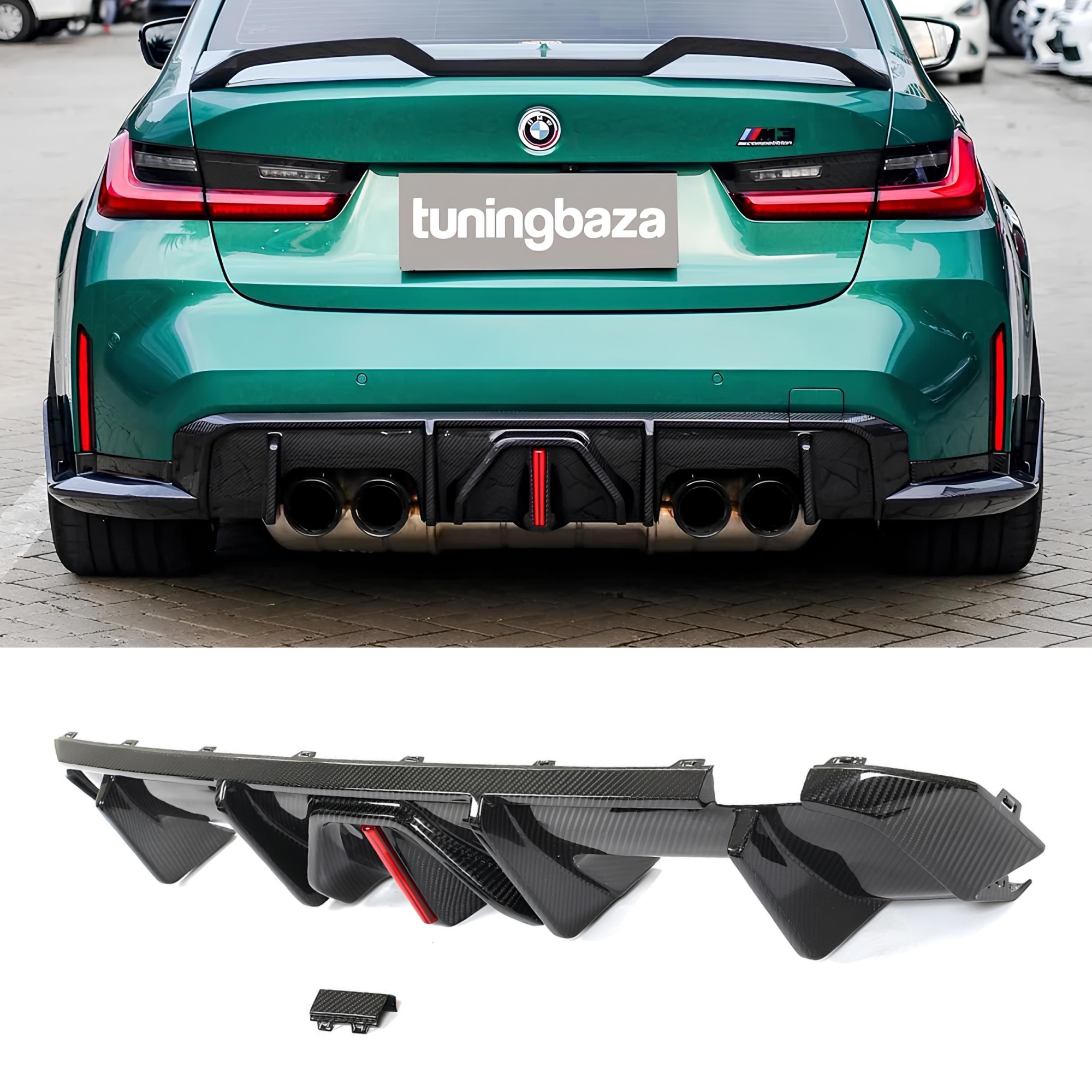 Karbonowy Dyfuzor Tylny z LED Track Series do BMW G80 G81 M3 / G82 G83 M4 - obrazek 1