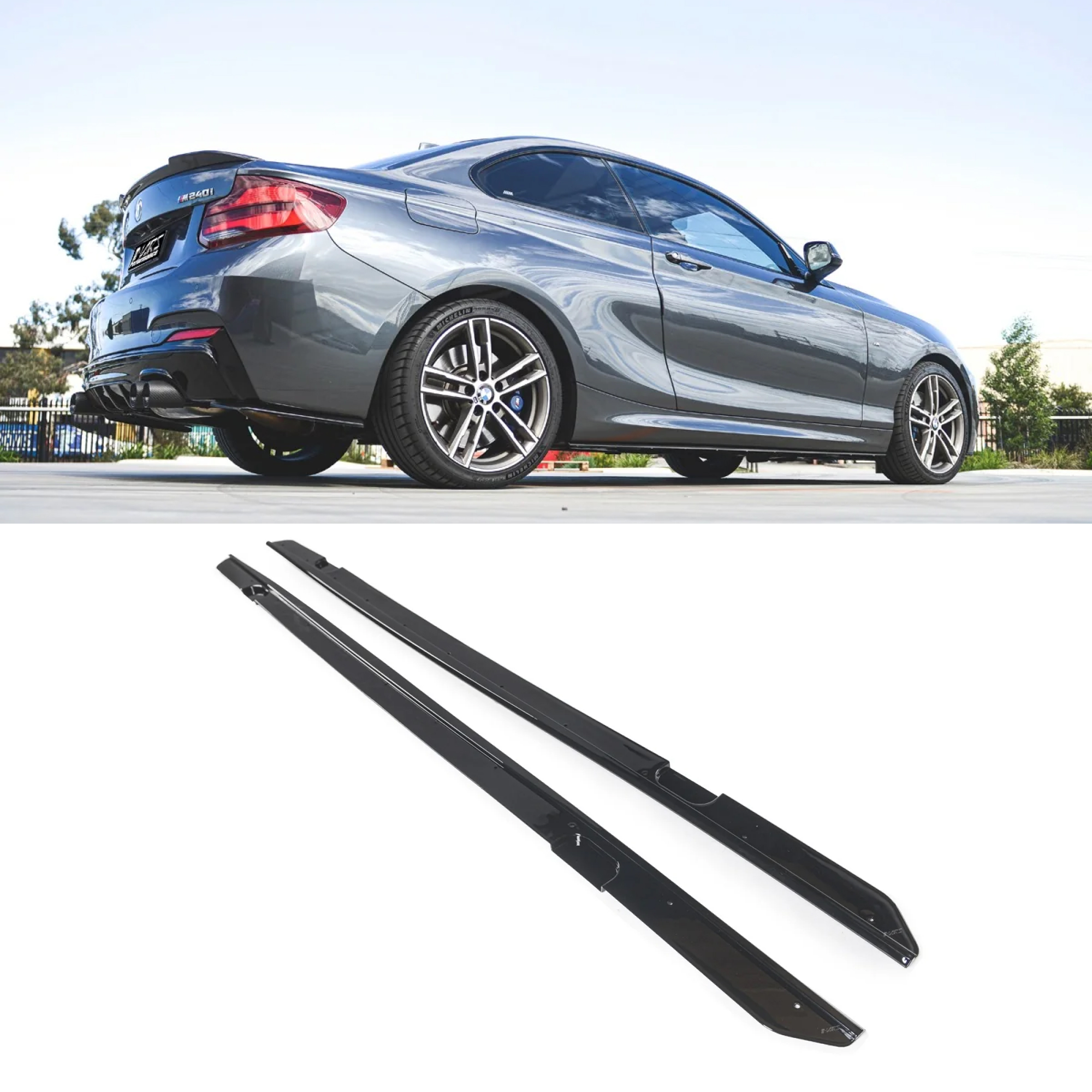 Dokładki (listwy) pod progi BMW F22/F23 M-Performance Czarny Połysk - obrazek 1