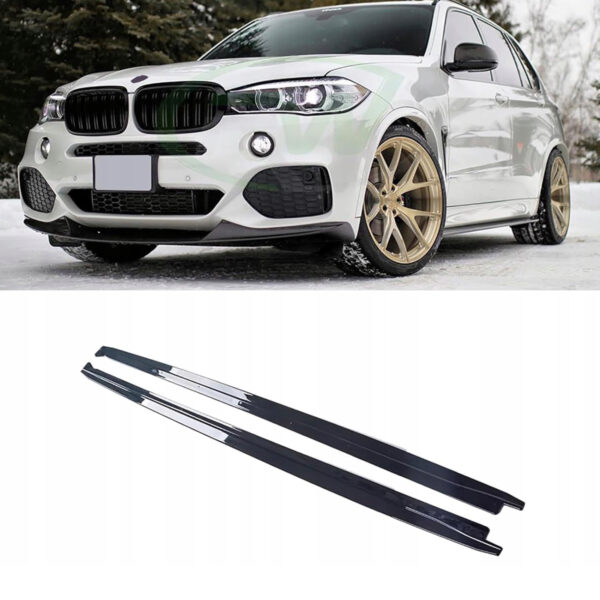 Listwy Pod Progi BMW X5 F15 X5M F85 X6 F16 X6M F86 – Styl MP, Czarny Połysk - obrazek 1