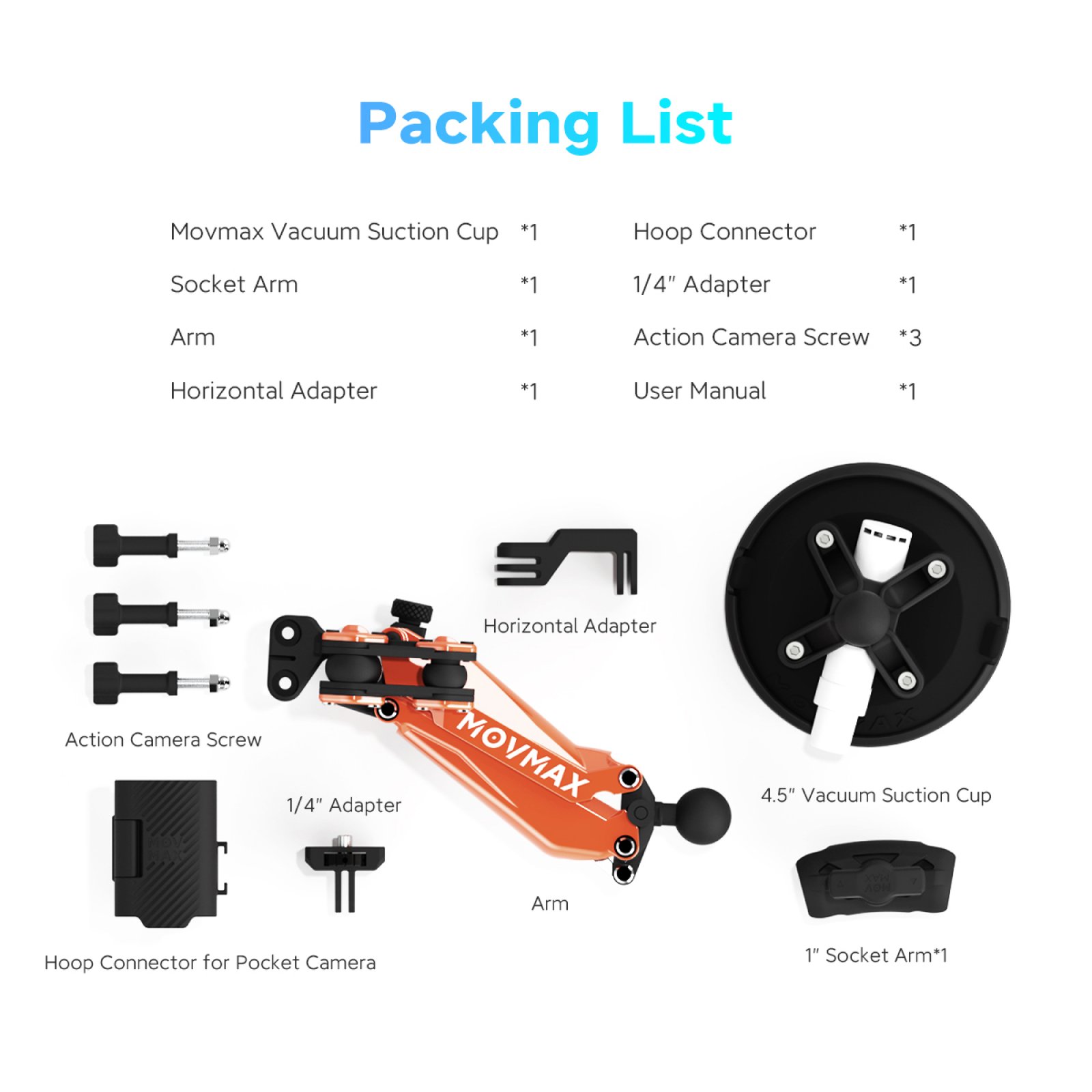 MOVMAX NANO ORANGE – stabilizator do kamer sportowych i DJI Osmo / Insta360 - obrazek 5