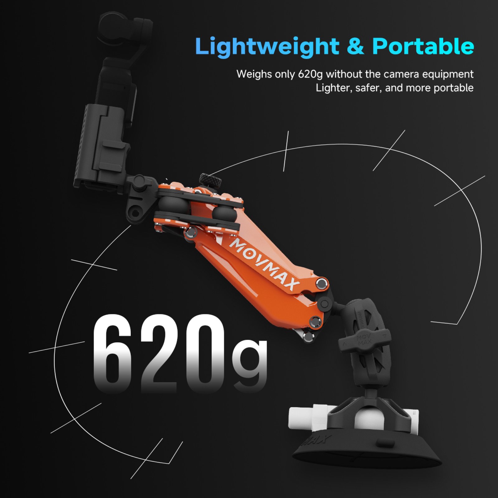 MOVMAX NANO ORANGE – stabilizator do kamer sportowych i DJI Osmo / Insta360 - obrazek 16