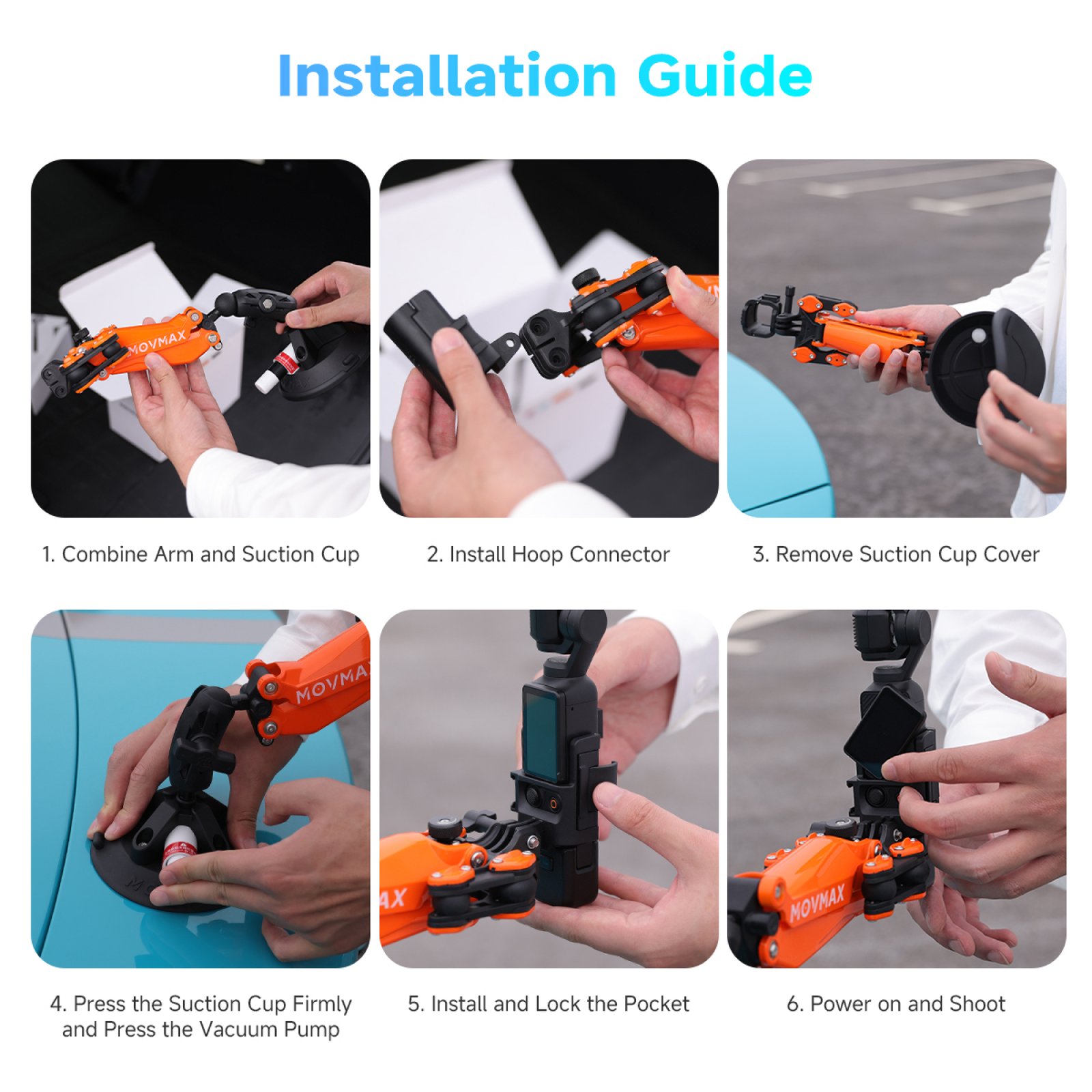 MOVMAX NANO ORANGE – stabilizator do kamer sportowych i DJI Osmo / Insta360 - obrazek 4