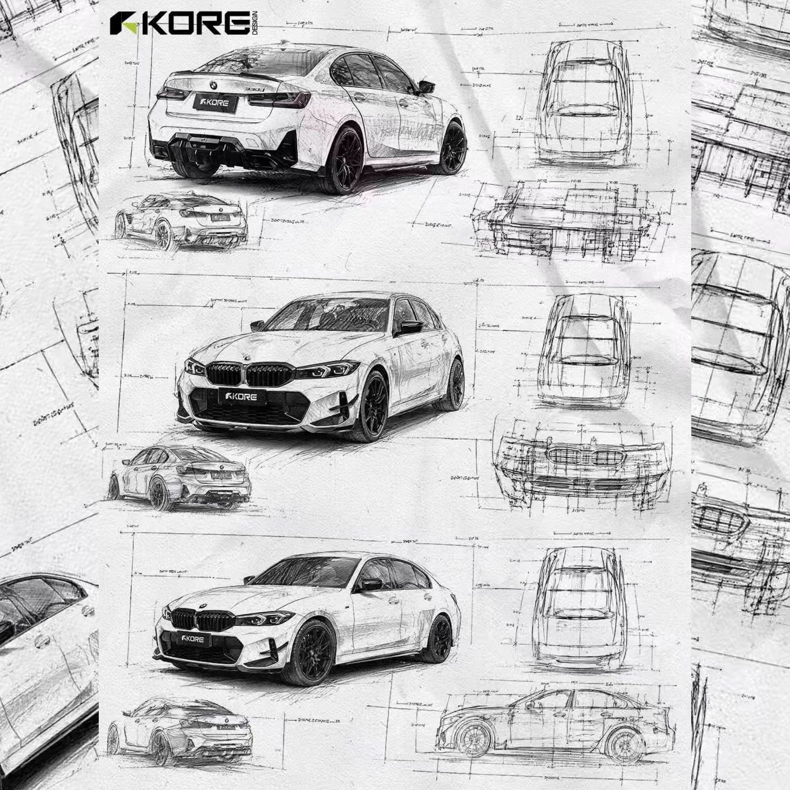 DOKŁADKI LISTWY POD PROGI BMW G22 G23 M-Paket Czarny Szafir KORE - obrazek 13