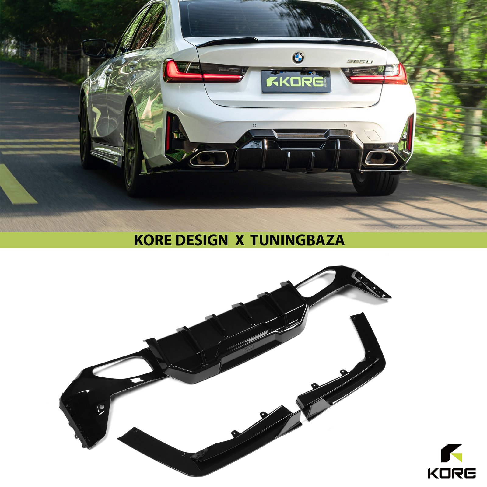 DYFUZOR TYLNY BMW G20 / G21 LCI M-Performance ABS Czarny Szafir KORE - obrazek 2