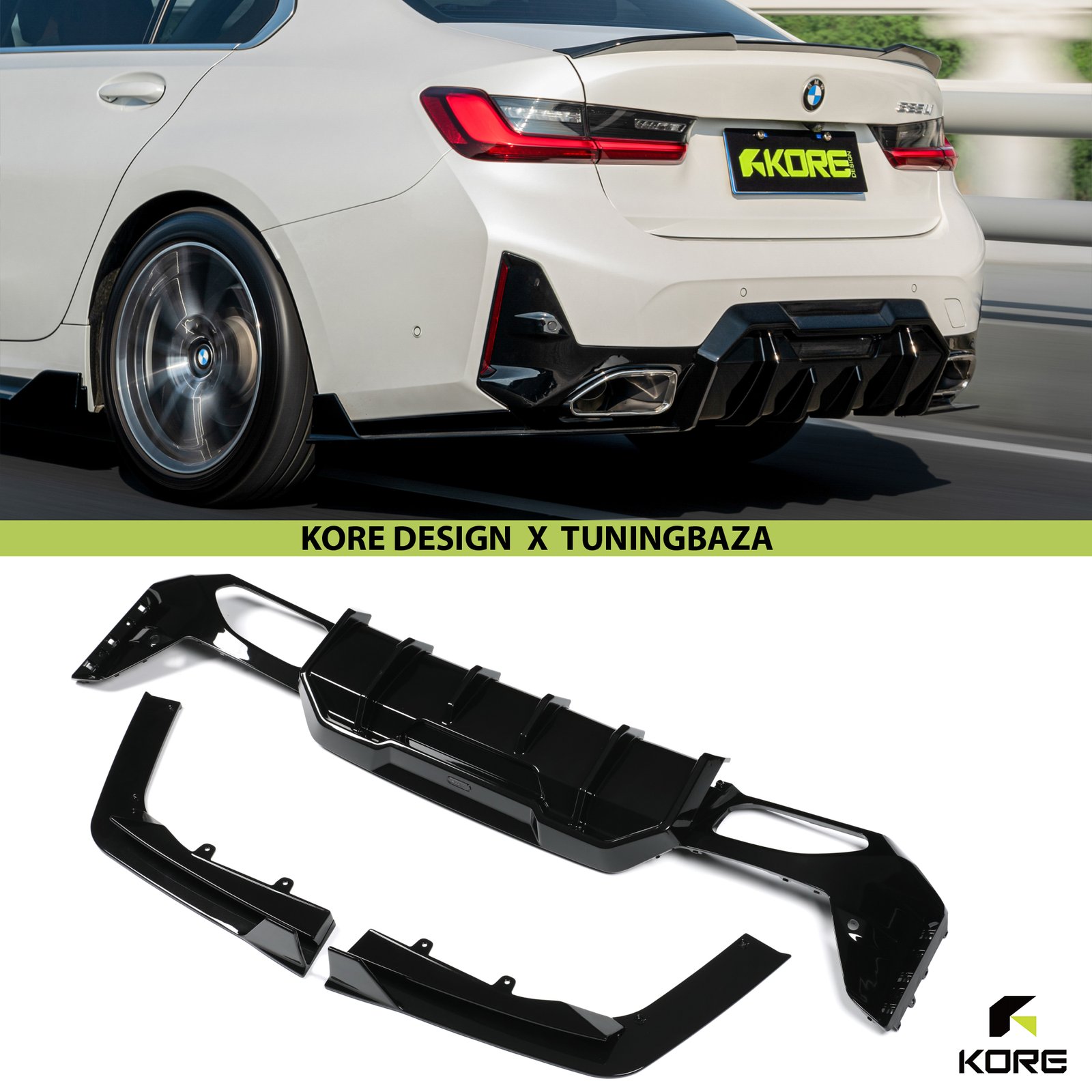DYFUZOR TYLNY BMW G20 / G21 LCI M-Performance ABS Czarny Szafir KORE - obrazek 3