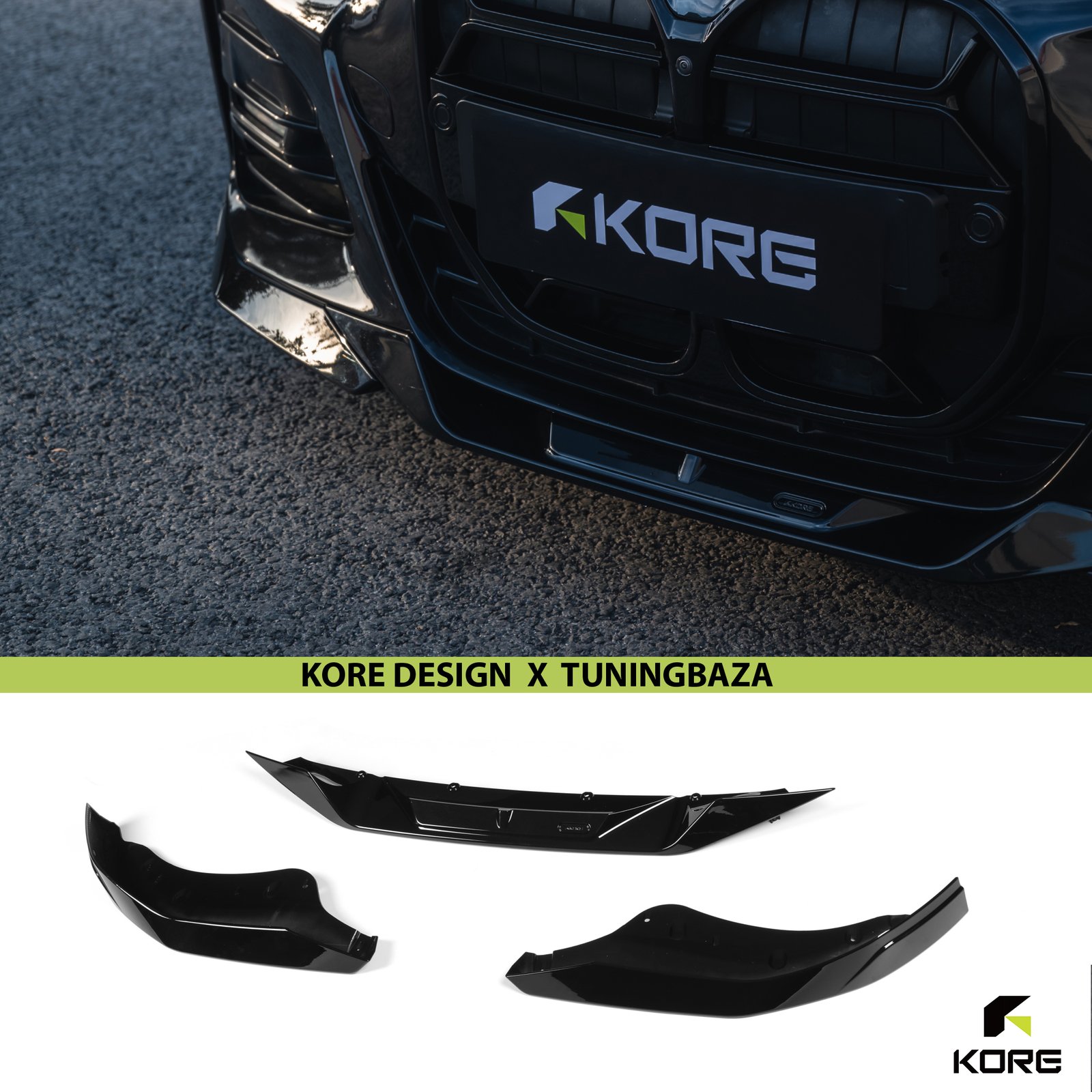 SPLITTER LISTWA PRZEDNIA BMW Seria 3 G22 G23 M Performance | 3 CZ. | ABS | Czarny Szafir | KORE - obrazek 3