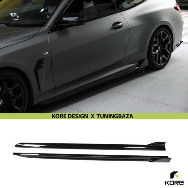 DOKŁADKI LISTWY POD PROGI BMW G22 G23 M-Paket Czarny Szafir KORE