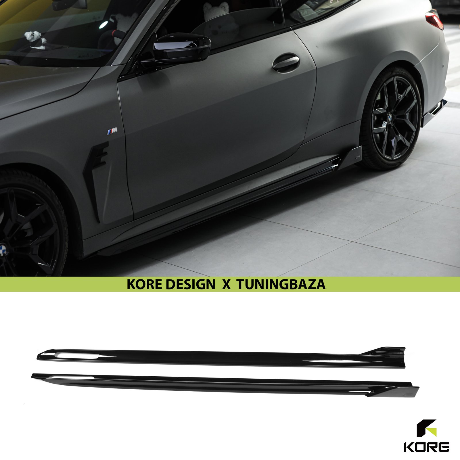 DOKŁADKI LISTWY POD PROGI BMW G22 G23 M-Paket Czarny Szafir KORE - obrazek 1