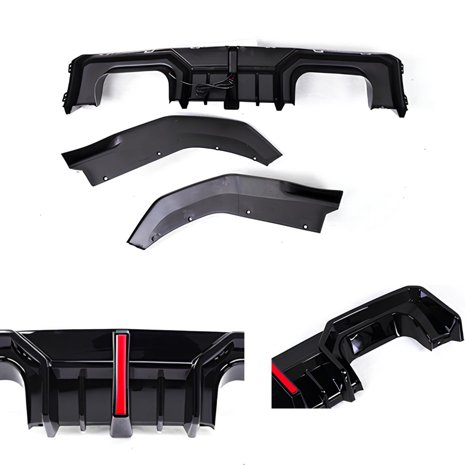 Dyfuzor Tylny BMW G80 M3 AD Style z LED (2021+) Czarny Połysk ABS - obrazek 3