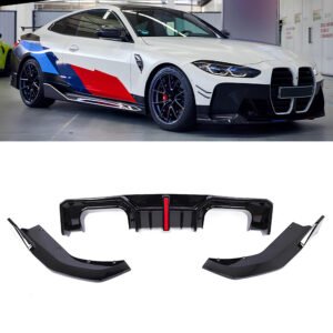 Dyfuzor Tylny BMW G80 M3 AD Style z LED (2021+) Czarny Połysk ABS - obrazek 1