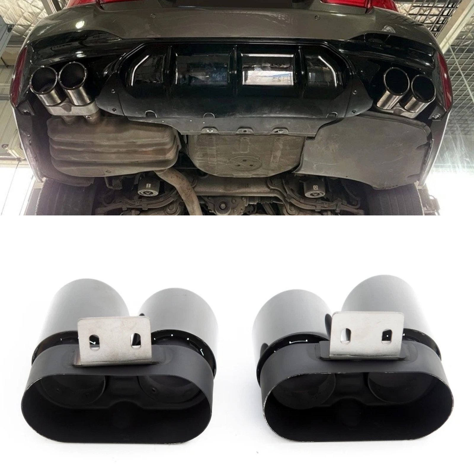 Końcówki Wydechu BMW 5 / 6 F10 F11 F12 F13 F06 M5 M6 Style – Quad – Czarny - obrazek 4