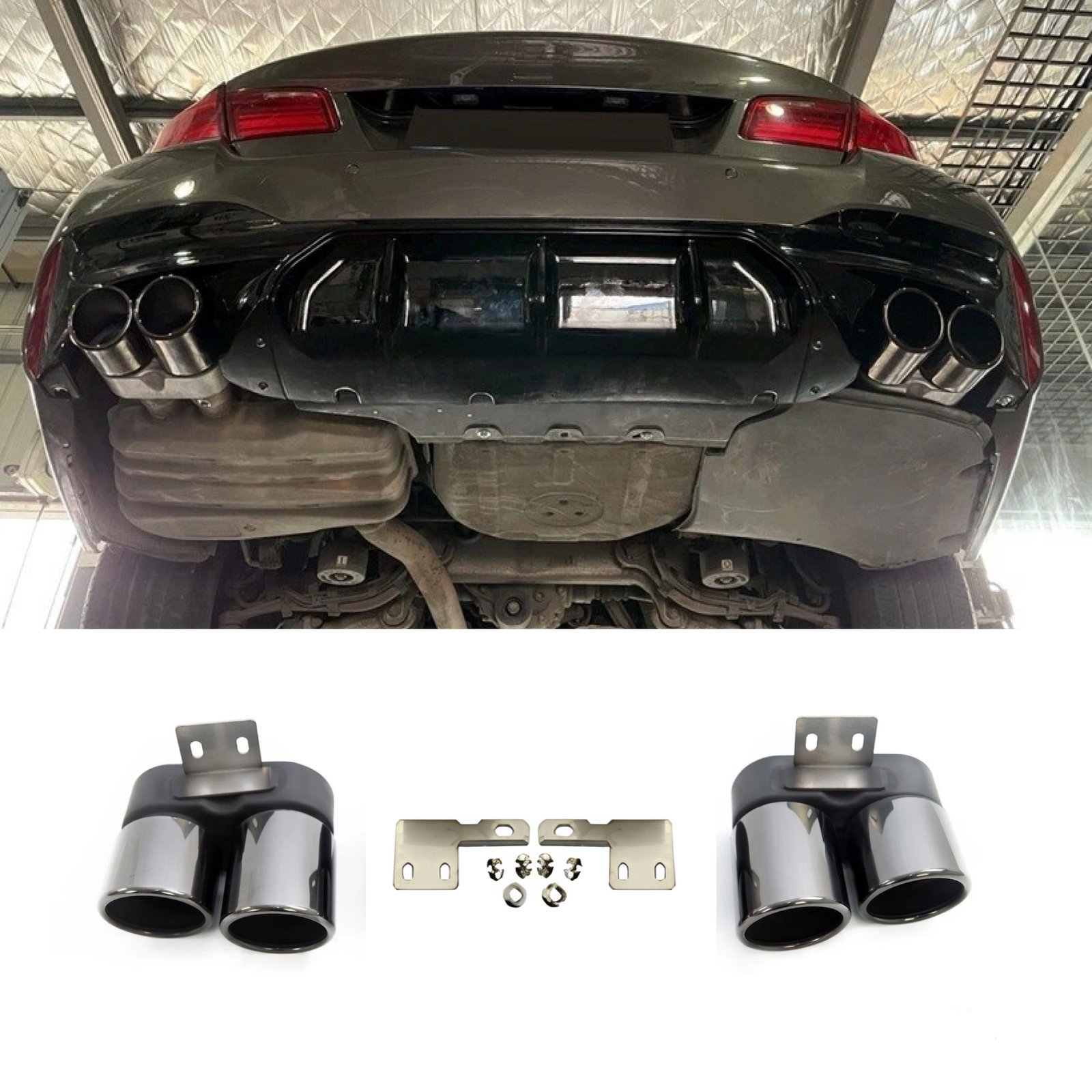 Końcówki Wydechu BMW 5 / 6 F10 F11 F12 F13 F06 M5 M6 Style – Quad – Czarny - obrazek 1